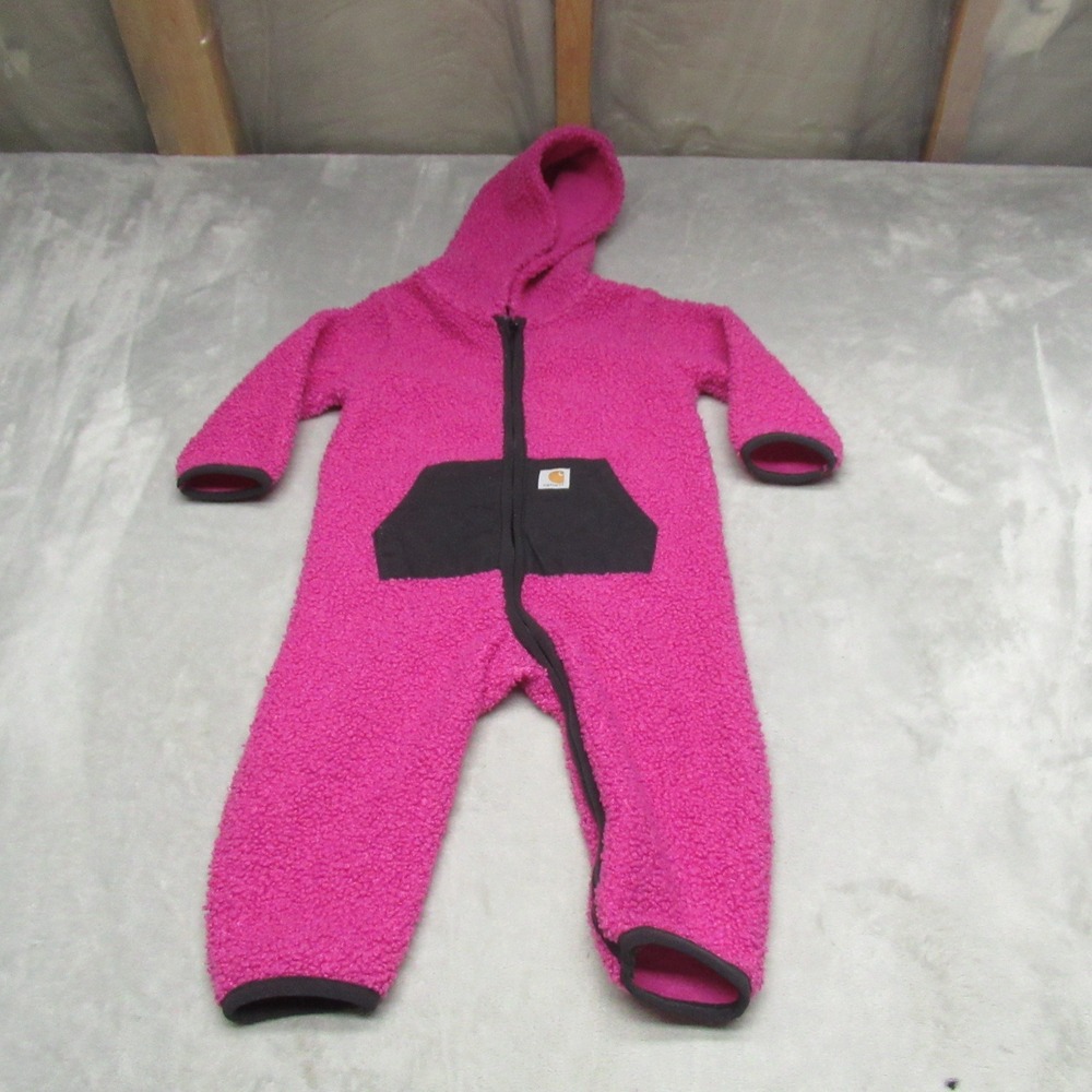 Carhartt One Piece Girls 9M Pink Bunting Full Zip Sherpa Fleece Warm OX9718-G